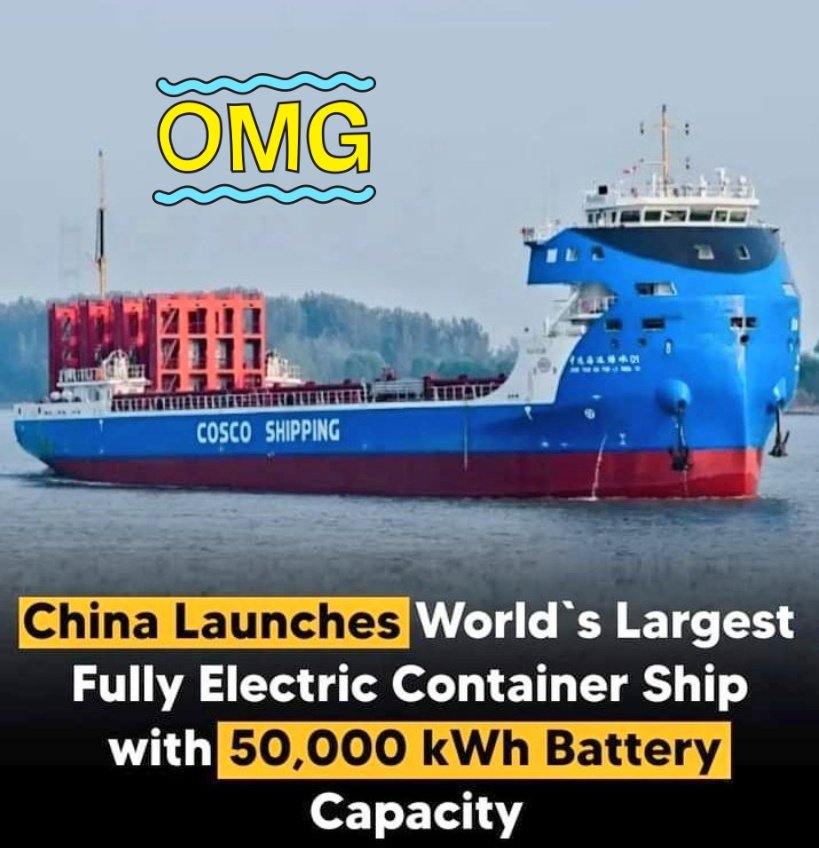 COSCO Shipping, a Chinese government-owned company, has introduced the biggest river-to-sea electric container ship ever, named the Green Water 01. This massive vessel, weighing over 10,000 tons, is fully electric.
#China #containership #cosco #electric #sea
