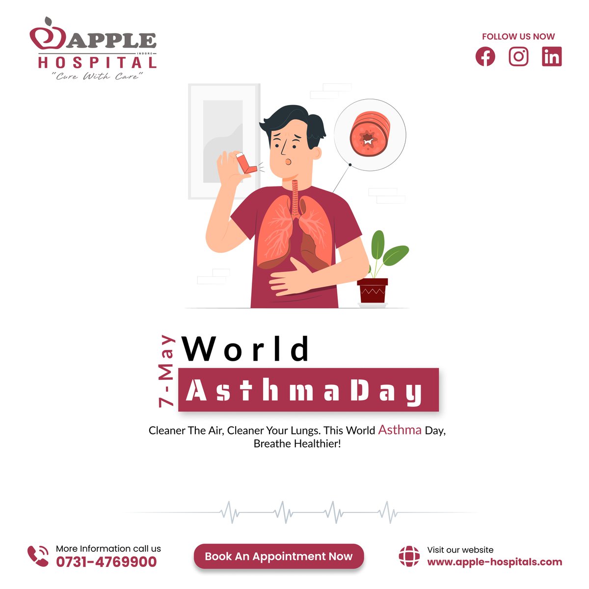 Let's come together on this World Asthma Day to spread awareness and support for those living with asthma. 

'Breathing freely is a right, not a privilege.'
.
#worldasthmaday #breatheeasy #healthylungs #asthmacontrol #stayhealthy #connectus #respiratoryhealth #applehospital