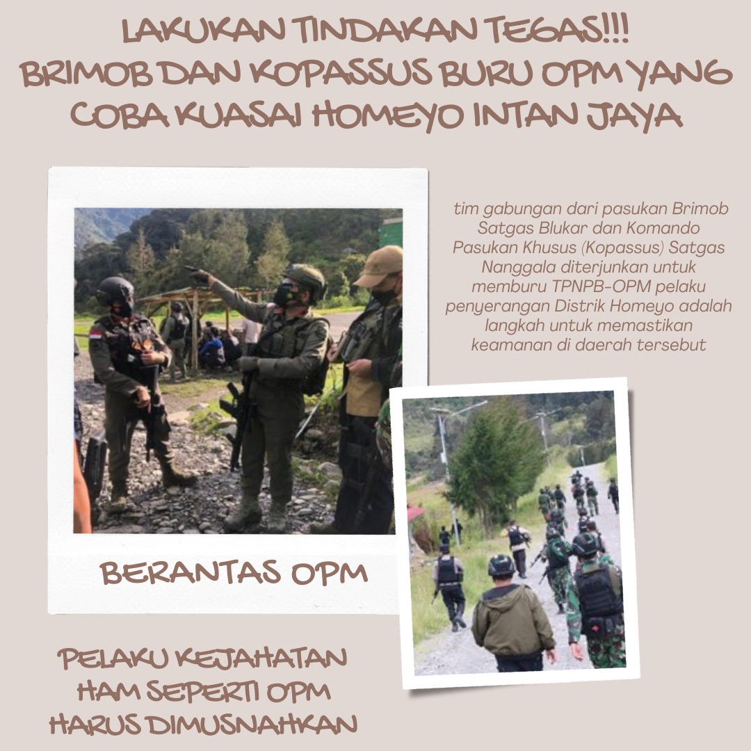 Pengerahan pasukan pemburu OPM dilakukan demi keselamatan masyarakat dan penindakan hukum atas kebrutalan OPM di wilayah Intan Jaya selama tiga hari berturut-turut. #BerantasOPM #PerangiOPM #OPMPenjahatHAM #MusnahkanSeparatis #PapuaIndonesia