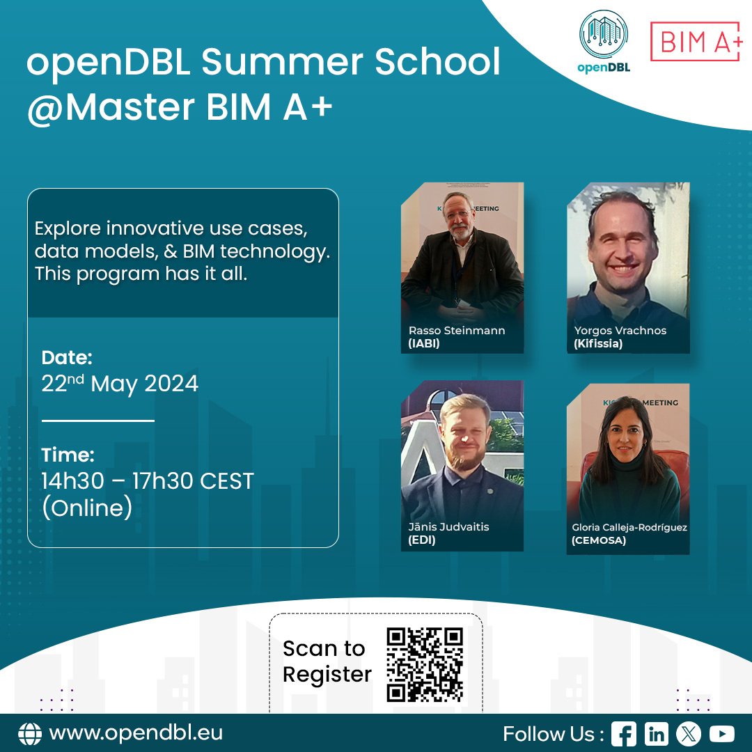 🎤Announcing the lineup of speakers for the upcoming Online #summerschool organized by @opendbl and @BIMAplus.
Join us as our speakers share their #expertise, #experiences, and #Insights into #BIM and related #technologies.
👉Reserve your spot today tinyurl.com/3r6ze5p7