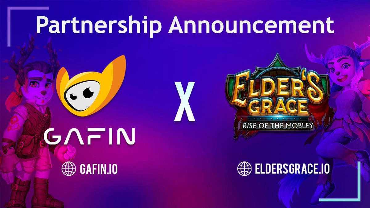 Partnership announcement📣

We are excited to announce that we are partnering with @Gafin_io, the Gaming Gate Empowering Gamers in the #Web3 Revolution.🔥

Together, gamers and games can strengthen the universe and open up new, improved gaming experiences.🎮

#eldersgrace #RPG