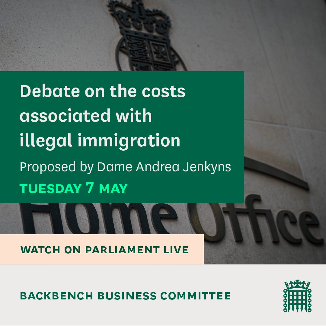 In Westminster Hall, MPs are holding a debate on costs associated with illegal immigration, put forward by @andreajenkyns 📚Read the @commonslibrary debate pack: commonslibrary.parliament.uk/research-brief… 📺Watch on Parliament live: parliamentlive.tv/Event/Index/f2…..