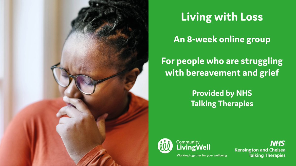 This 8-week online group is for people who are struggling with bereavement and grief. The next group starts on Monday 3 June. Find out more and register: communitylivingwell.co.uk/event/living-w…