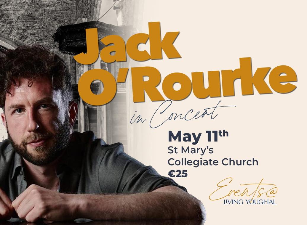 . @JackORourkes plays a concert at St Mary's Collegiate Church, Youghal next Saturday . Tickets from livingyoughal.ie/event/jack-oro… @visityoughal
