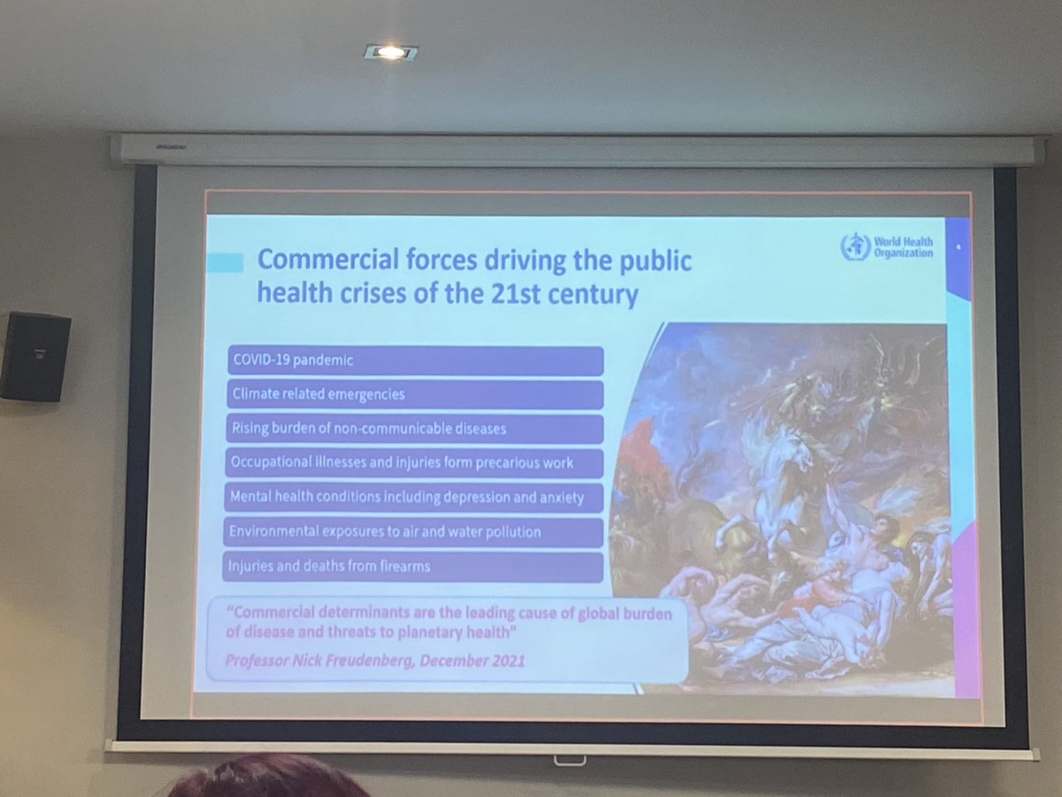 “Commercial forces are driving the public health crises of the 21st century: Covid-19 pandemic Climate related emergencies Non-communicable diseases” @mikakosinska @WHO @TCDHealthP