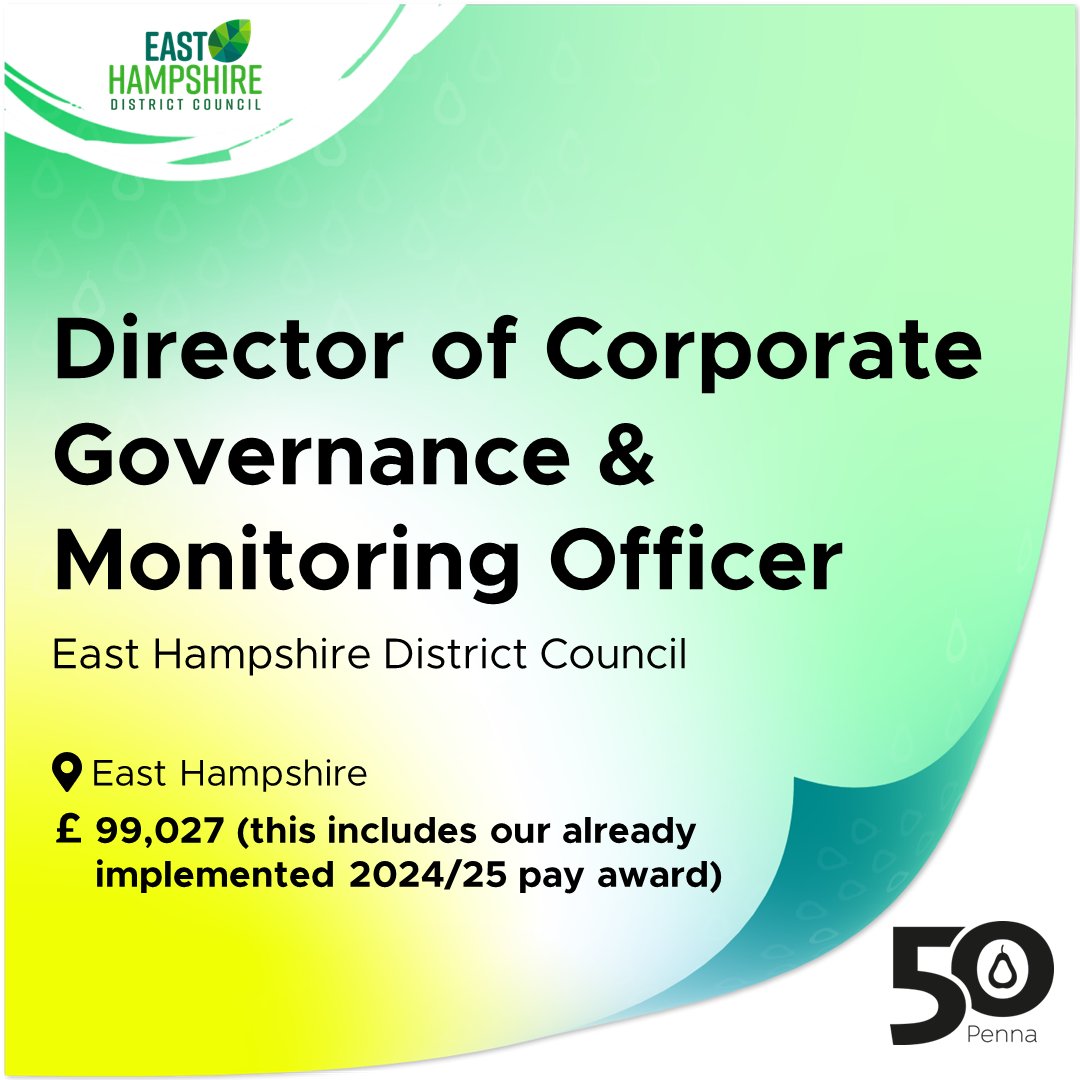 Join @EastHantsDC and lead with purpose.
As #Director of Corporate #Governance and #MonitoringOfficer, drive transformative change and set new standards of excellence in #localgovernance.
If you're passionate about making a difference, find out more >> execroles.penna.com