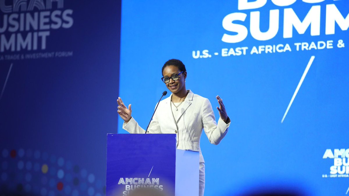 Hon. Enoh T. Ebong, Director of @USTDA delivered an enlightening keynote address on #SustainableFinance. She commended the AmCham Summit for inspiring reflection on the future trajectory of East Africa. Watch the full video: youtube.com/watch?v=UWTsHS… #AMCHAMSummit