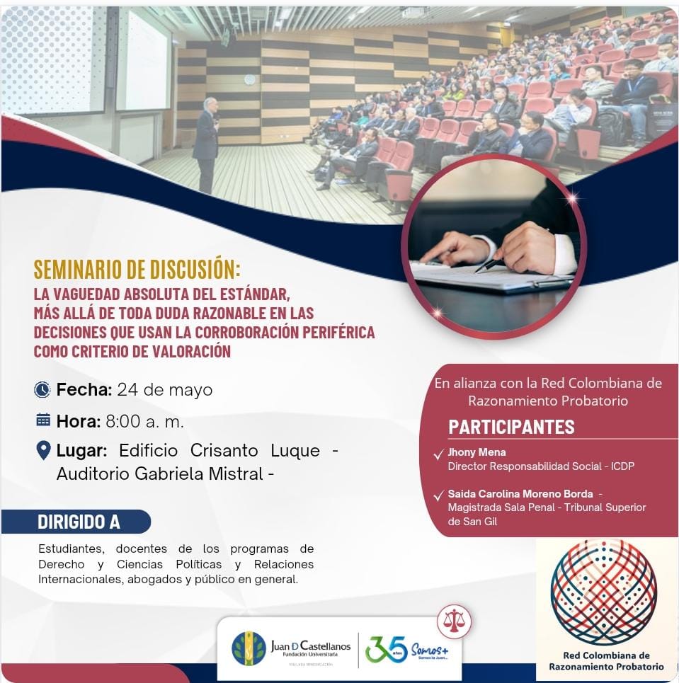 caqj87's tweet photo. Se viene un gran evento en la @DerechoJDC, en alianza con la @RedProbatorio. Discutiremos un profundo trabajo de @DoctorBatalla sobre el complejo tema de la Corroboración Periférica, con la cotraponencia de la magistrada @caroMb7730,  como experta en perspectiva de género (...) https://t.co/4pC0UDs8Br