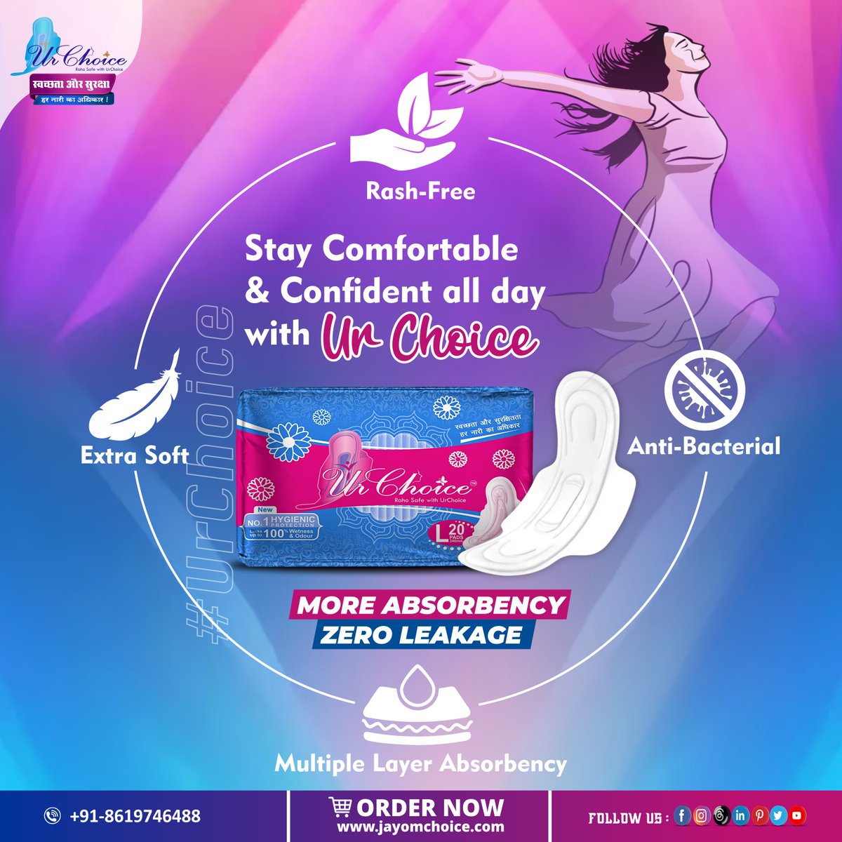 Stay comfortable and confident all day long with Ur Choice ultra-absorbent and leak-proof sanitary pads. Experience freedom and protection, every step of the way.
Order Now : jayomchoice.com
#StayPrepared #urchoice #PeriodProtection #leakagefree #SanitaryPads #BANvIND