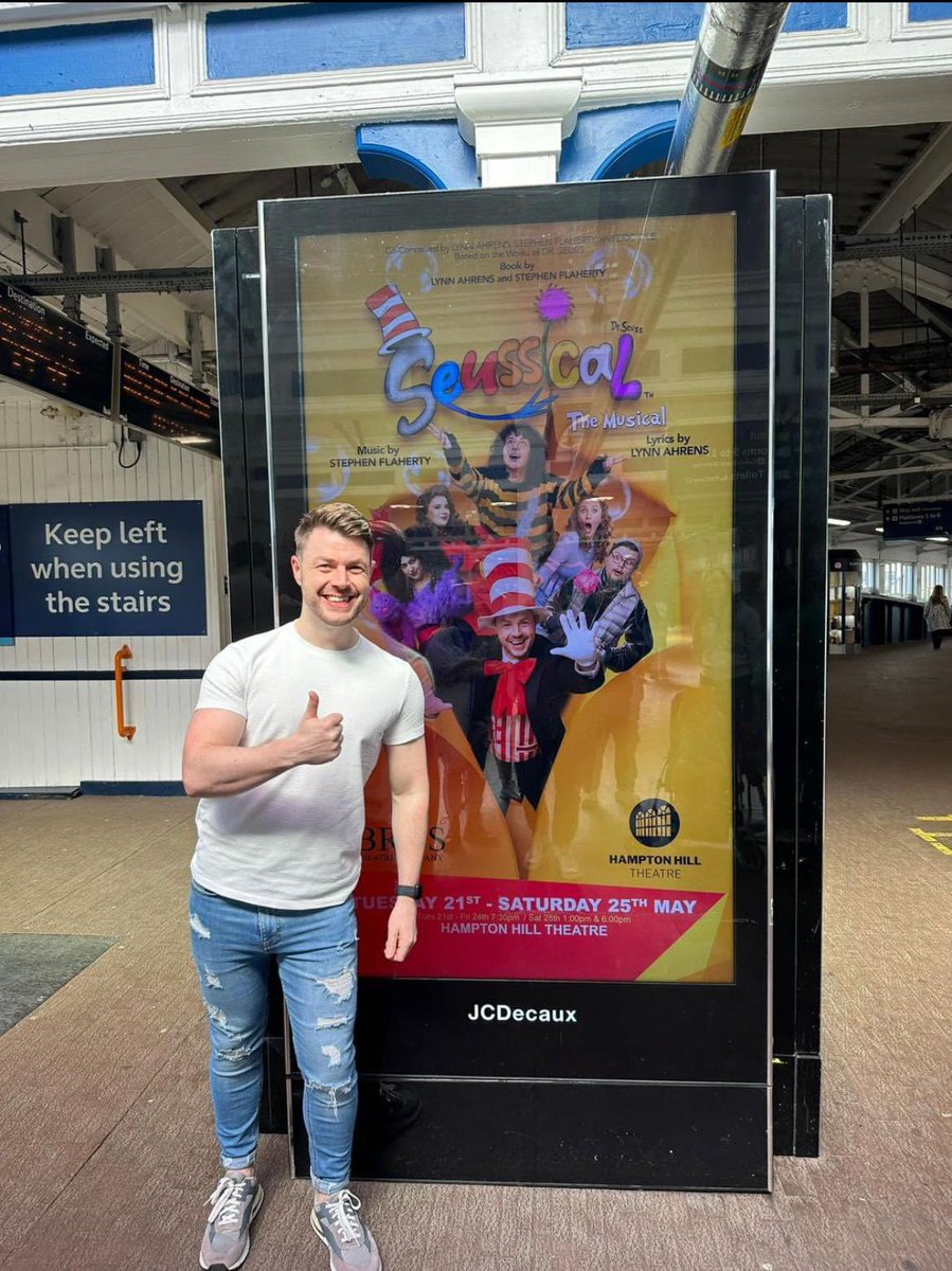 Look who we spotted at the station! Meet the cat in the hat when @brostc bring Seussical the Musical to the theatre 21-25 May! #musicaltheatre #seussical #familyfun