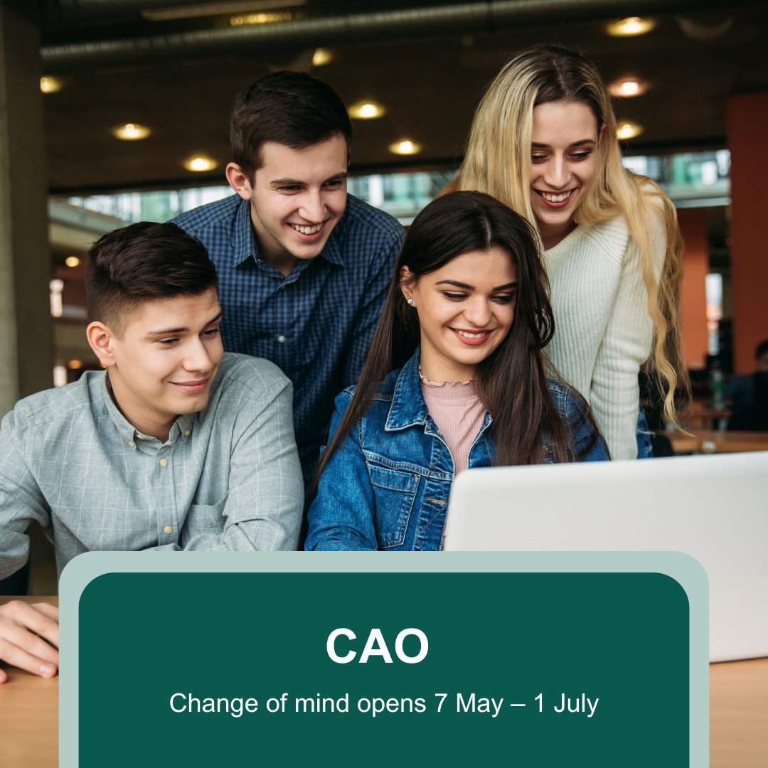 The change of mind for CAO applications opens today, 7 May at noon to 1 July for leaving certificate students. If you’re unsure about your career path you can visit the HSE Career Portal for more information on entry routes into healthcare jobs! Visit- shorturl.at/fvAQV