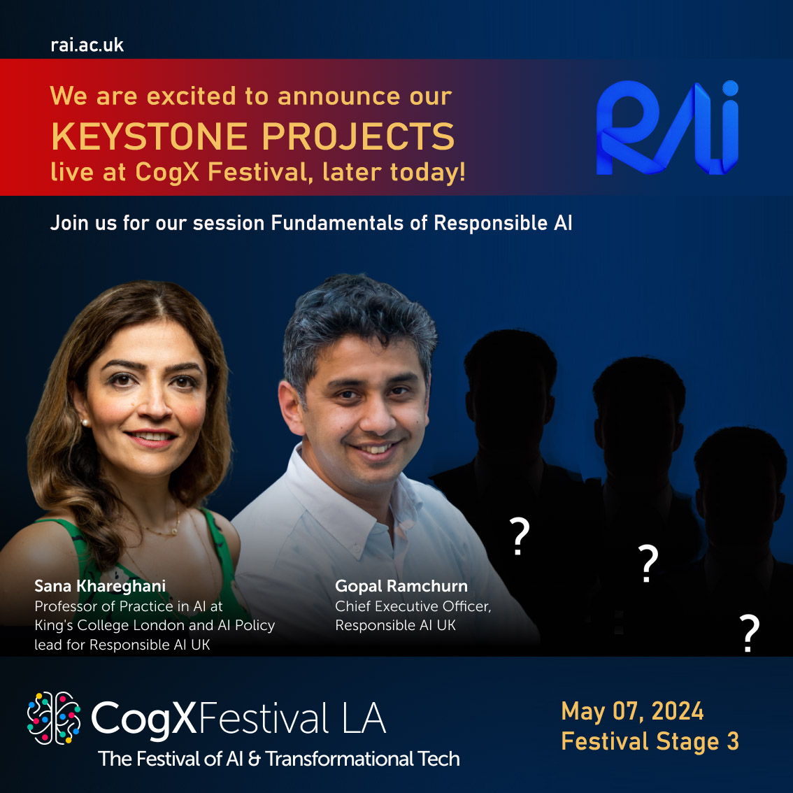 📢Major Upcoming Announcement! Join us @CogX_Festival later today, where @gramchurn and @sanakb will be taking the stage, as we announce the recipients of our flagship #KeystoneProjects awardees, during our session 'Fundamentals of Responsible AI. Stay tuned for more!