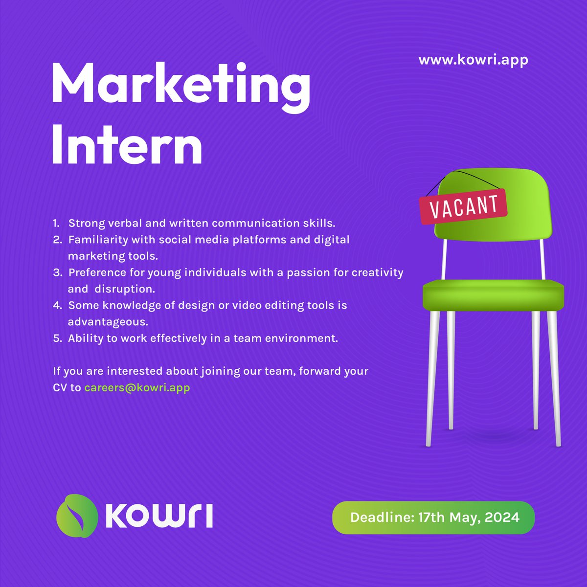 Join the Kowri family as our Marketing Intern! 🥳 We're on the lookout for an energetic and passionate individual who's eager to learn, grow, and make their mark. 🤩 If you're ready to step into real-world marketing, gain hands-on experience, and work alongside a vibrant team,…