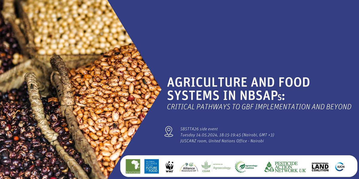 📢We will be at the 26th session of #SBSTTA 👉Come join our side event! 14/05 at 18:15- 19:45 JUSCANZ Room, United Nations Office, Nairobi Find out more: agroecology-coalition.org/events/ #agroecology #biodiversity