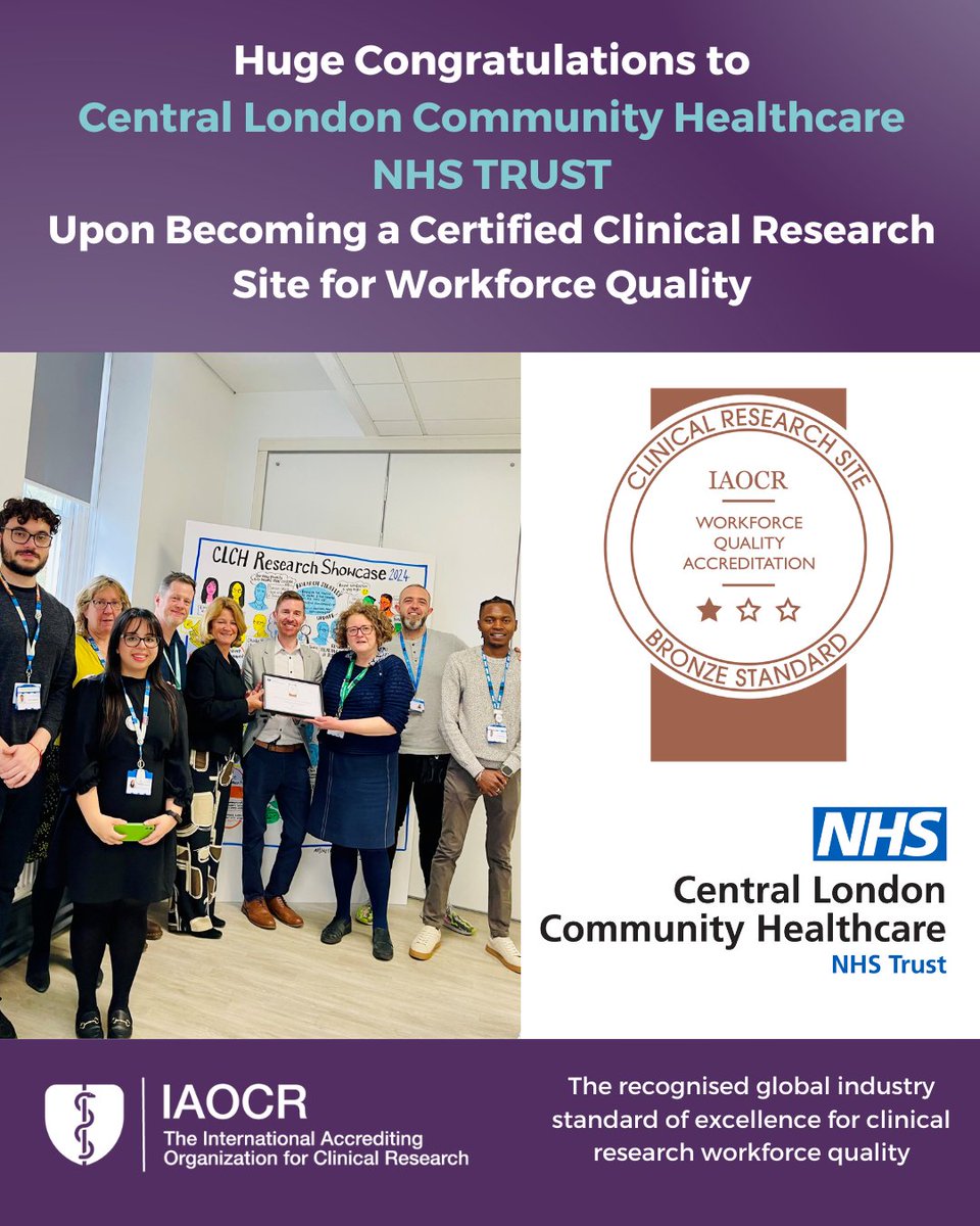 Congrats to the Research Team <a href="/CLCH/">cray h</a> for achieving Bronze in IAOCR Workforce Quality Accreditation. A huge achievement demonstrating a ‘workforce of excellence’ and commitment to delivering world-class clinical research. Learn more here: bit.ly/iaocr