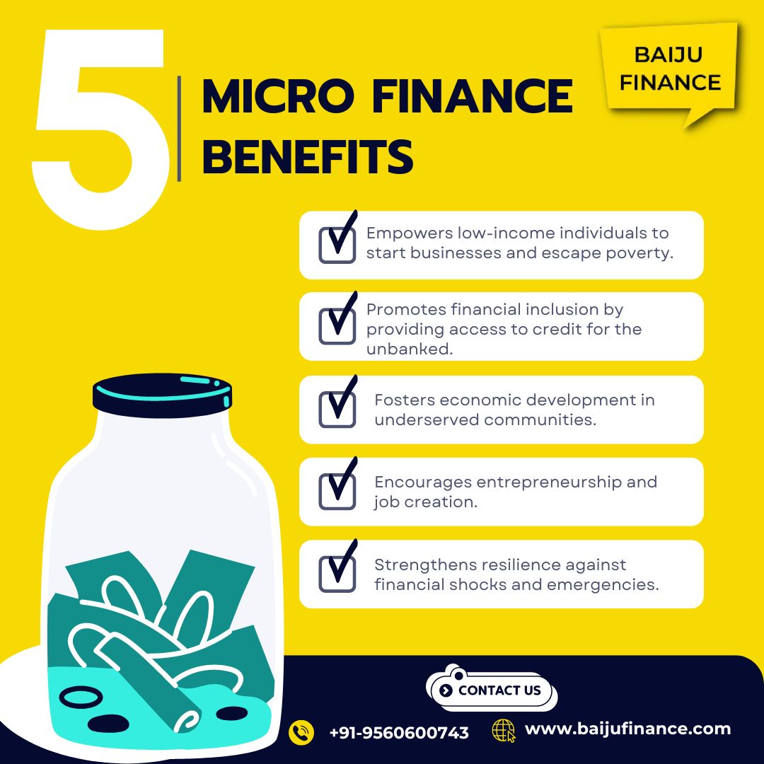 Microfinance: Fueling dreams, empowering communities, and transforming lives through accessible financial services for the underserved.

#baijufinance #microfinance #financialinclusion #empowerment #financialservices #banks #fintech #nbfc #finance #Benefits #jobcreation