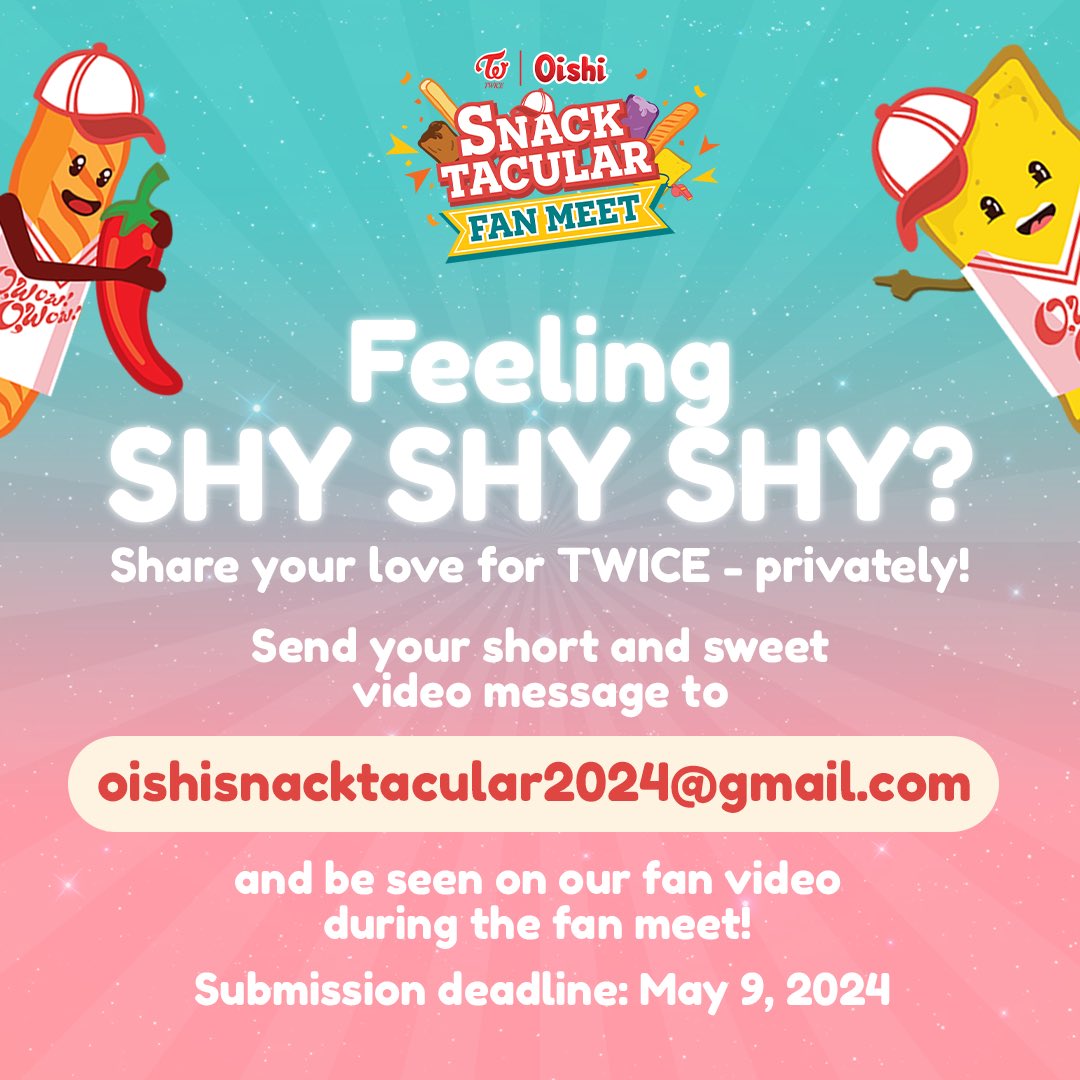 Don't miss this ONCE in a lifetime opportunity to be seen by TWICE! Send in your short and sweet video messages until May 9, 2024! Remember: 1. Record your video in the highest resolution possible (at least 1080p resolution and in landscape format) 2. Entries must be no longer…