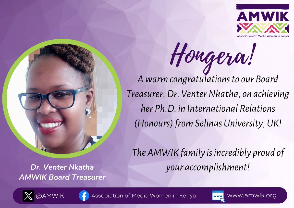 Congratulations to our Board Treasurer, Dr. Venter Nkatha @Venter3 on this great achievement.👏🏾👏🏾
