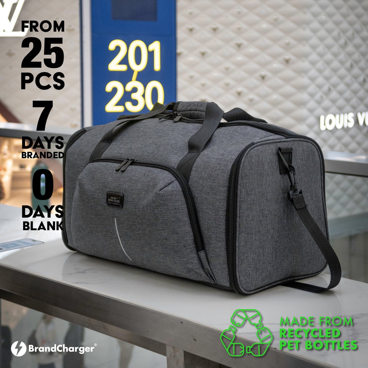 NEW 🤩 Voyager, the epitome of style and sustainability ♻️.

This duffel bag, ingeniously crafted from recycled♻️ PET bottles, is your versatile travel essential.

#brandcharger #giftideas2024 #GreenGifting #RecycledPETPresents #SustainableSwag #EcoFriendlyFavors #CustomEcoBags