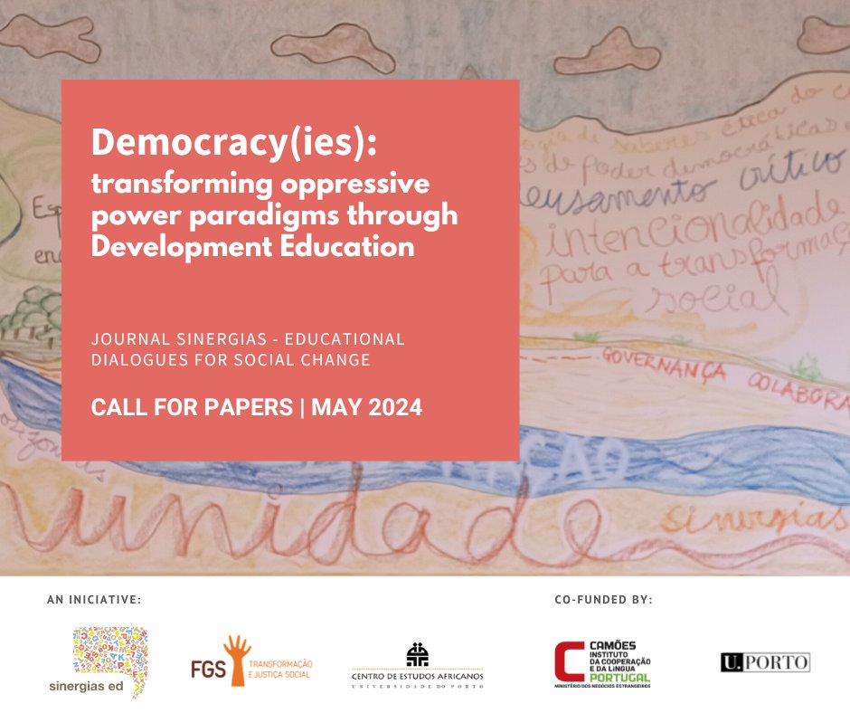 📢 Call for papers #JournalSinergias
Dedicated to '𝐃𝐞𝐦𝐨𝐜𝐫𝐚𝐜𝐲(𝐢𝐞𝐬)' to celebrate 50 years of the April 25th Revolution in Portugal.
📅 Abstracts until the 31st may.
Join us in this dialogue!

More info: sinergiased.org/issue-17-journ…

@camoes_ip @GENE_GlobalEd #ED #ECG #ETS