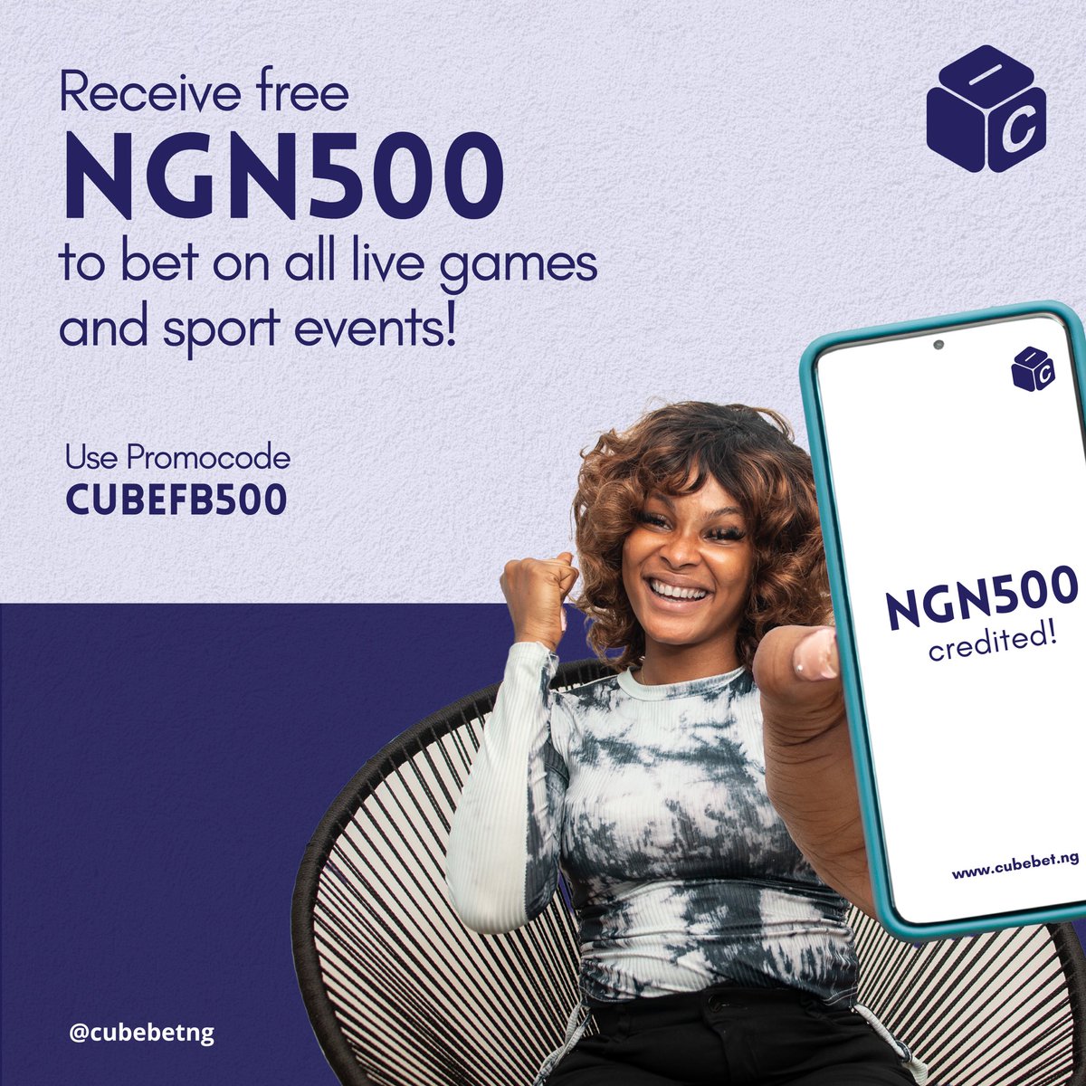 cubebetng's tweet photo. Use promo code CUBEFB500 to get N500 free bet. Link in Bio!
#CubeBet #WhereWinningWorks https://t.co/lgVbAbzgpr
