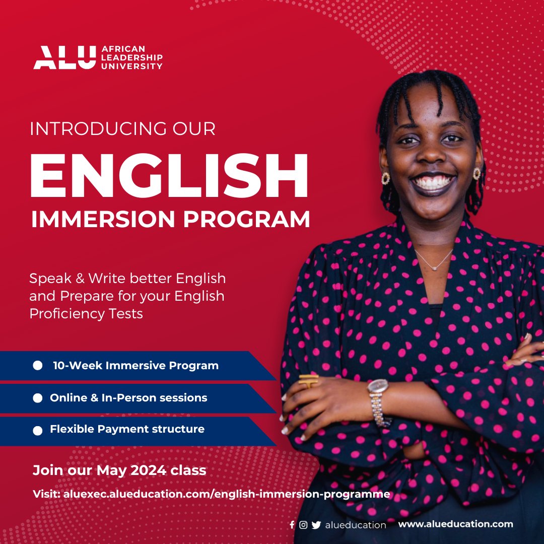 alueducation's tweet image. Embark on a transformative journey with our 10-week English Immersion Program! Ideal for ALU admission aspirants, career climbers or anyone interested in polishing their English for personal or professional growth. 

APPLY HERE: bit.ly/44tQiM1

#ALU #EnglishImmersion