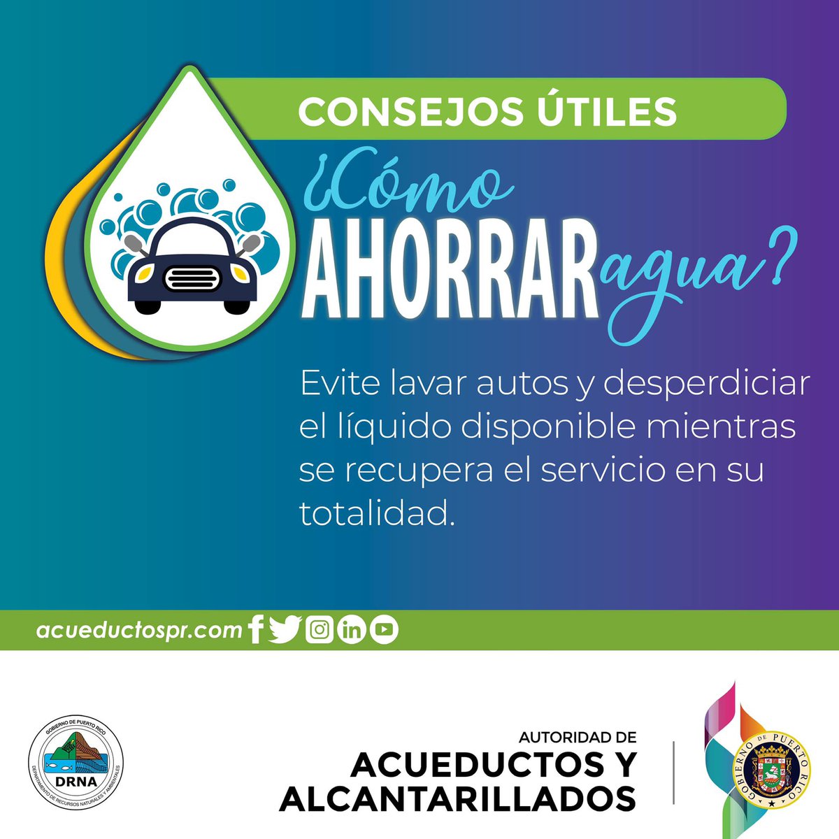 [Consejos] Evite lavar autos y desperdiciar el líquido disponible mientras se recupera el servicio en su totalidad.