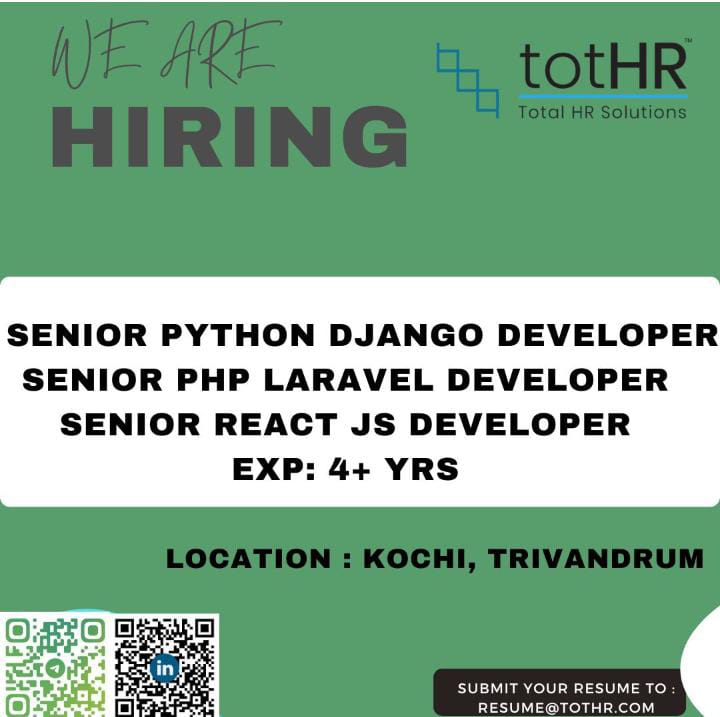 #python #django #php #laravel #react #tothr #kochi #trivandrum #hiring #HIRINGNOW