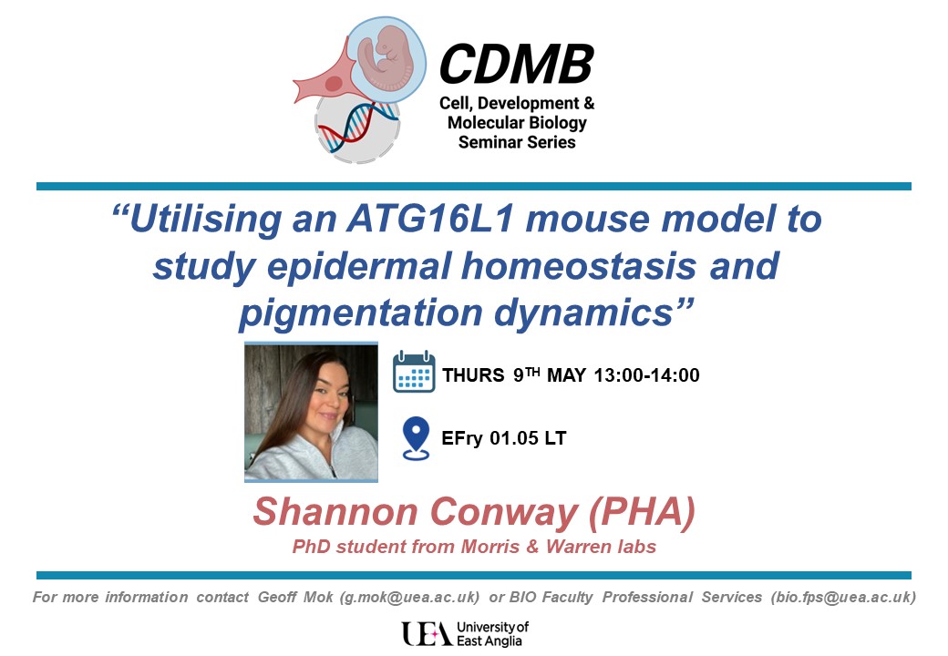 Join us at the next BIO CDMB Seminar, this Thursday at 1pm hosted by @gifaymok See you there!  #BIOcdmbseminars #UEAScience