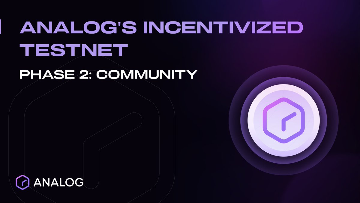 Are you ready for Phase 2 of the #AnalogTestnet? 🚀 We are inviting every member to explore Analog, contribute to our ever-growing community, and earn a piece of the $ANLOG airdrop. 🪂 Join today 👉 testnet.analog.one Check out the full quest list + details in our blog