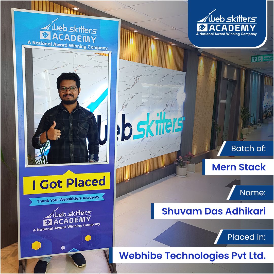Webskitters Academy is proud of both of you for completing your respective courses. We are delighted to have played a part in your successful journey and wish you all the best in your future endeavors.

#WebskittersAcademy #ITInstituteKolkata #ITcourses #ITtraining #placement