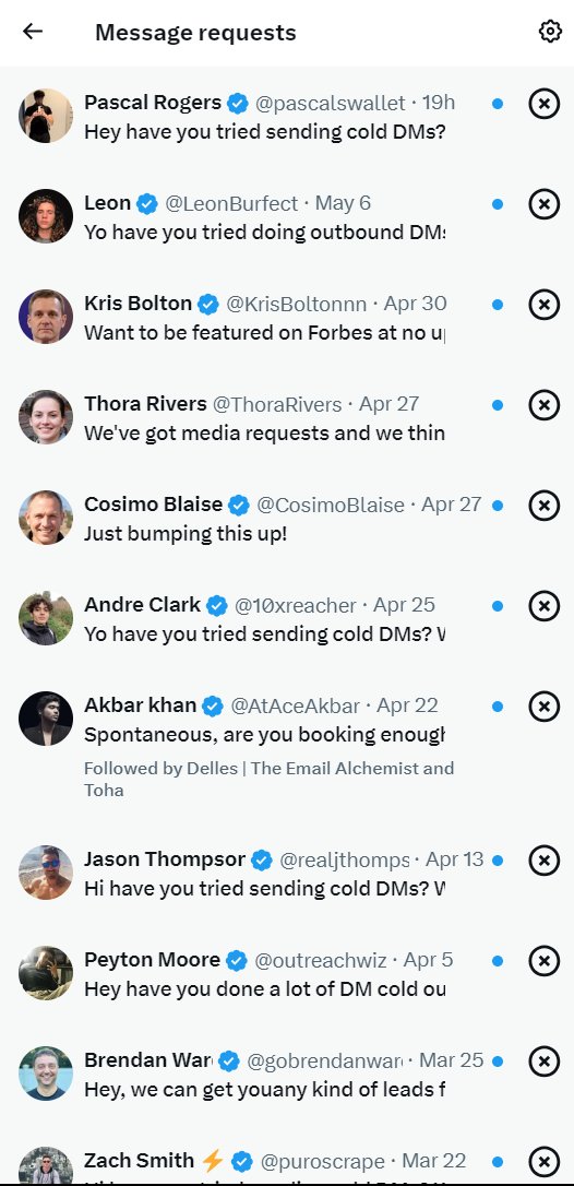Just me or are the DM bots getting tired? Used to get 100s of these per week now it's maybe 10 per month... Anyone else noticed a decrease in cold DM activity?