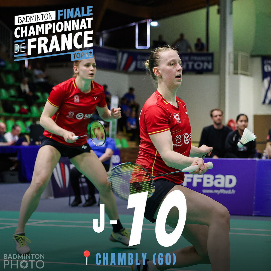 Les comptes à rebours sont lancés ⏱ Championnats de #FranceJeunes 🏆 📅 10 au 12 mai 🤝 BACLY - Badminton Club de Lyon Phase finale du #Top12 📅 17 et 18 mai 🤝 Badminton Club Chambly Oise