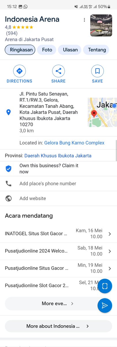 Ini acara mendatang nya di Indonesia Arena memang lagi dipake event untuk judi ya?

Apakah sekarang judi online sudah merambah ke offline?

Gua kira HP gua yang kena virus, tapi ternyata di hp-hp orang lain yang gua kenal dan di laptop pun juga sama