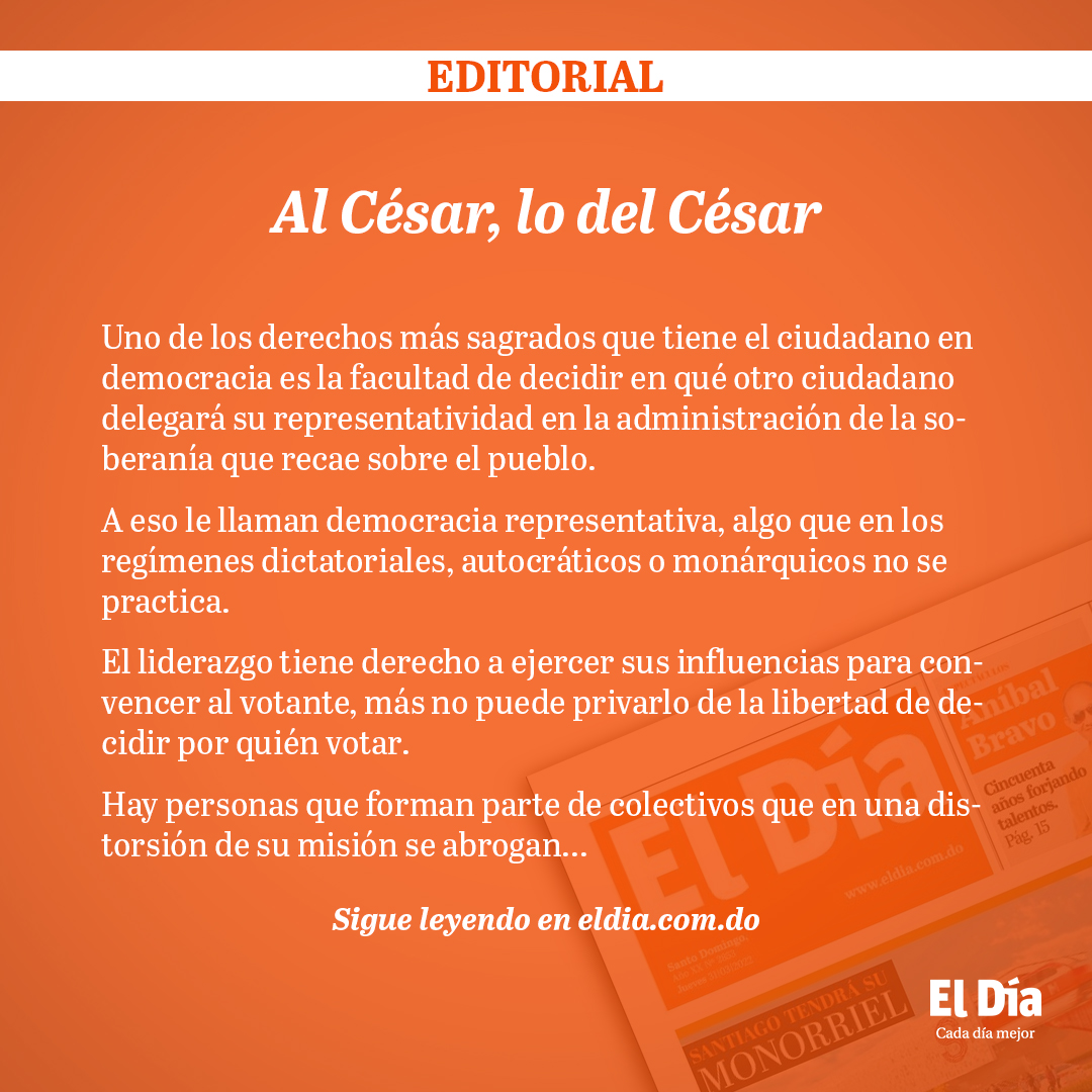 #Editorial | Al César, lo del César #PeriódicoElDía #EditorialElDía Más en: eldia.com.do/al-cesar-lo-de…