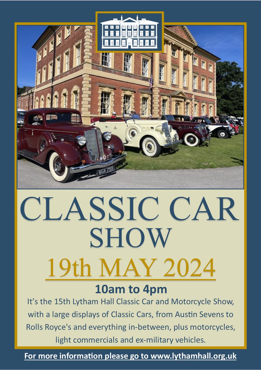 Join us here at Lytham Hall for the huge annual Classic Car Show operated by the Great British Motor Shows. This is one of our biggest events that we host each May and launches the outdoor season into full swing! Don’t miss this event with cars spanning a century of evolution!!