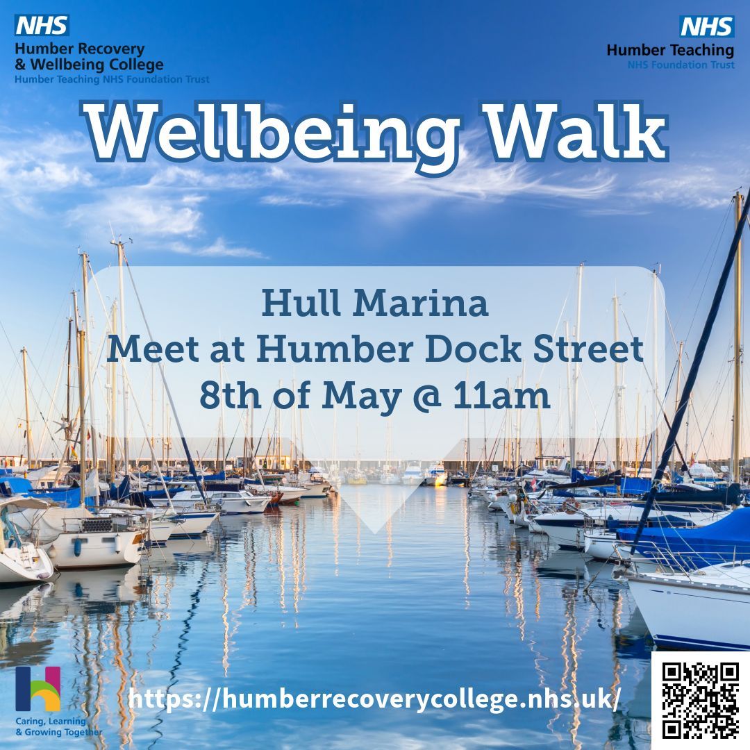 This weeks walk will be in Hull! Maisy and Rachel will be meeting at Humber Dock Street at 11am for a walk along Hull Marina We hope to see you there @HumberNHSFT @HumberVoluntary #wellbeingwalk #recoverycollege #recoveryandwellbeingcollege #rwc #mentalhealth #whatsonhull