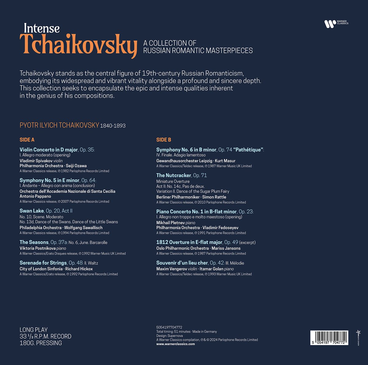 More Tchaikovsky celebrations today with a new LP release of selected from the Philharmonia, Philadelphia, Gewandhausorchester, Berlin Philharmoniker, and Oslo Philharmonic Orchestra: a total of 51 minutes illustrating the musical embodiment of 19th-century Russian Romanticism.