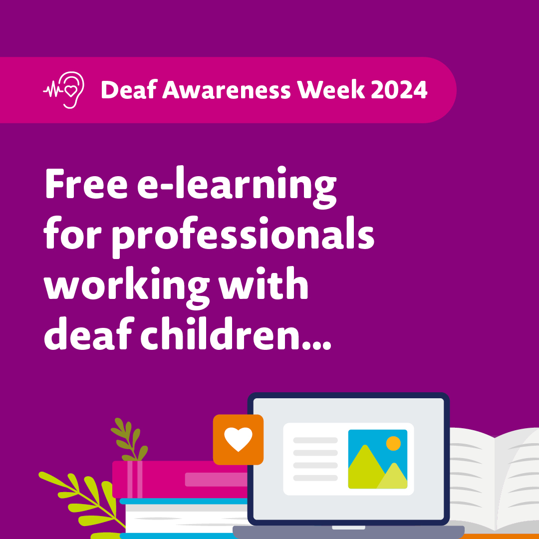 Do you work with deaf children? This #DeafAwarenessWeek, why not block out some time to complete some of our free e-learning! ✔️ Take a look at all our e-learning courses here 👉 bit.ly/3wfvdIR #DeafAwareness #eLearning #DAW2024 #DeafAwarenessWeek2024 #DeafChildren