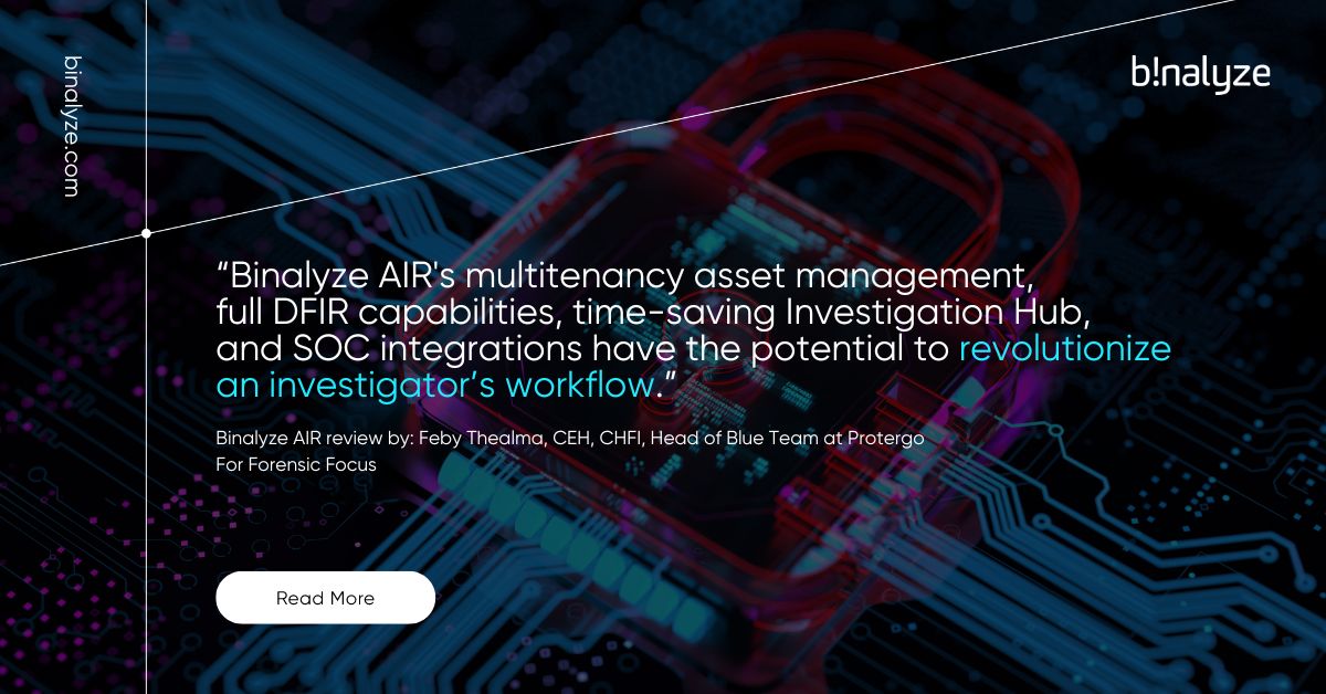Dive into this in-depth review of Binalyze AIR by the Head of Blue Team at Protergo. Discover how Binalyze AIR revolutionizes connected asset management, active hunting, and #DFIR in #SOC environments. ow.ly/izEE50QOYEE 🚀🔍 #CyberSecurity #IncidentResponse'