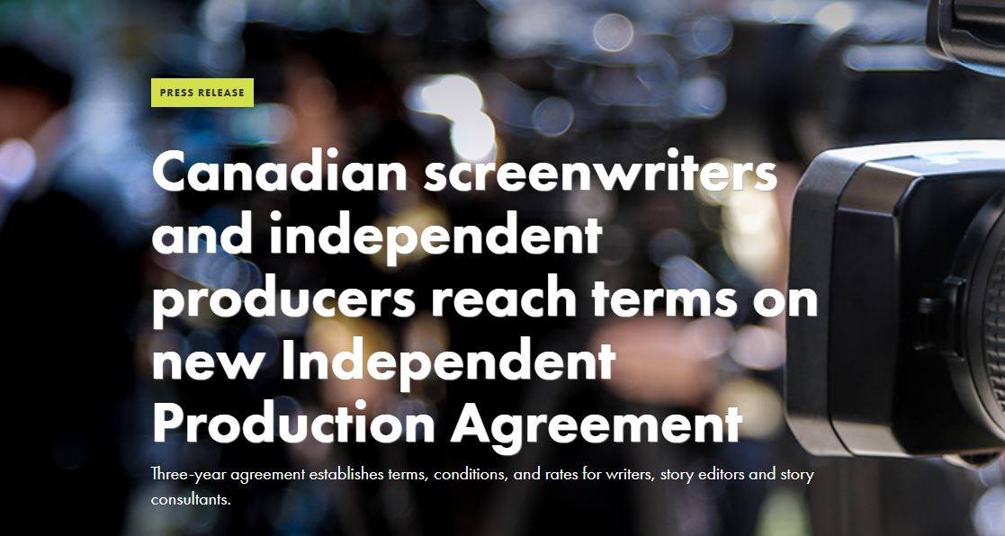 Today, the CMPA and @WGCtweet jointly announced the successful conclusion of negotiations on the terms for a new Independent Production Agreement. Read more: cmpa.ca/pressreleases/…