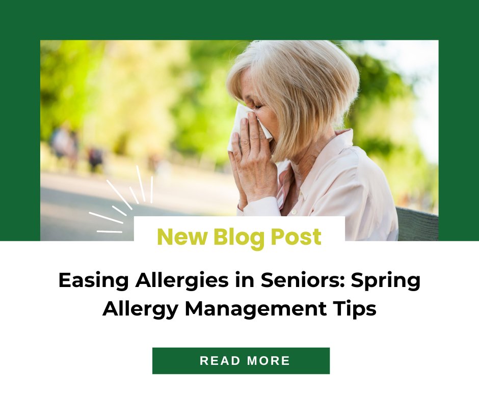 Spring is in the air, along with pesky pollen! 🌸 Don't let allergies spoil the season for seniors. Check out our latest blog post for expert tips on managing spring allergies. tinyurl.com/y9ycsa45

#SpringAllergies #AllergySeason #AllergyTips #AssistedLiving #Blog