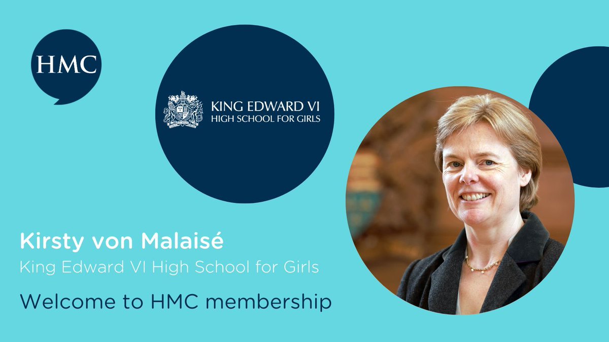 We are delighted to welcome Kirsty Von Malaisé, Principal at King Edward VI High School for Girls @KEHSBham, into full membership of HMC. #welcome