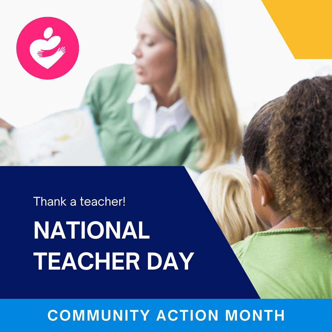 CAPartnership's tweet photo. In honor of National Teacher Day, we’d like to give thanks to all our hardworking and dedicated teachers serving the wonderful children enrolled in Community Action #HeadStart programs. Thank you for all you do! #NationalTeacherDay #CommunityActionMonth #60YearsStrong https://t.co/G9fIcIG5OI