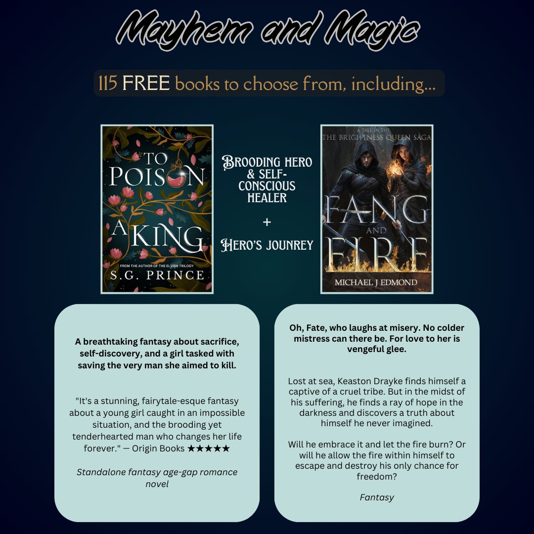 Magic and Mayhem #FREE #Books to check out! There's something for anyone who loves #Fantasy and #Magic

books.bookfunnel.com/magicandmayhem… #bookgiveaway #fantasyreader #fantasyadventure #fantasylover #bookworm #bookstagram #bibliophile #ebooks #booknerd #bookish #bookworm