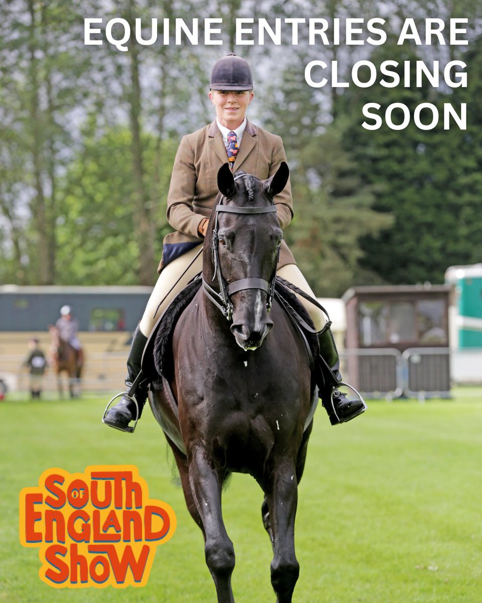 We have 93 Equine classes at this year's #SouthofEnglandShow 🐴
Don't miss out on the chance to compete - submissions close midnight TOMORROW (8th May)🐎

Enter here: ow.ly/C7Om50RvKAL
#SOES24 #equine #compete #competition