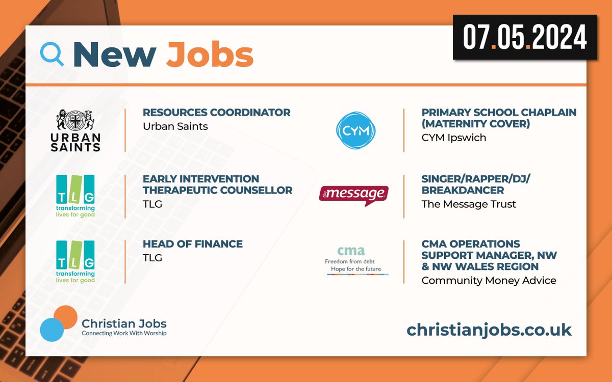 Check out these NEW jobs from @urbansaints, @cymipswich, @tlg_org, @MessageTrust and @CMA_MoneyAdvice. You can find all the latest jobs added to ChristianJobs.co.uk here: linktr.ee/ChristianJobs #UKChristianJobs