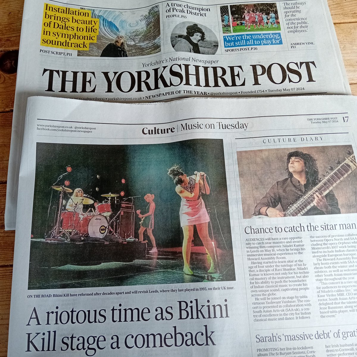 Had a chat with Tobi Vail from @theebikinikill for today's @yorkshirepost. They play at @O2AcademyLeeds on June 13. If you can, please #buyapaper