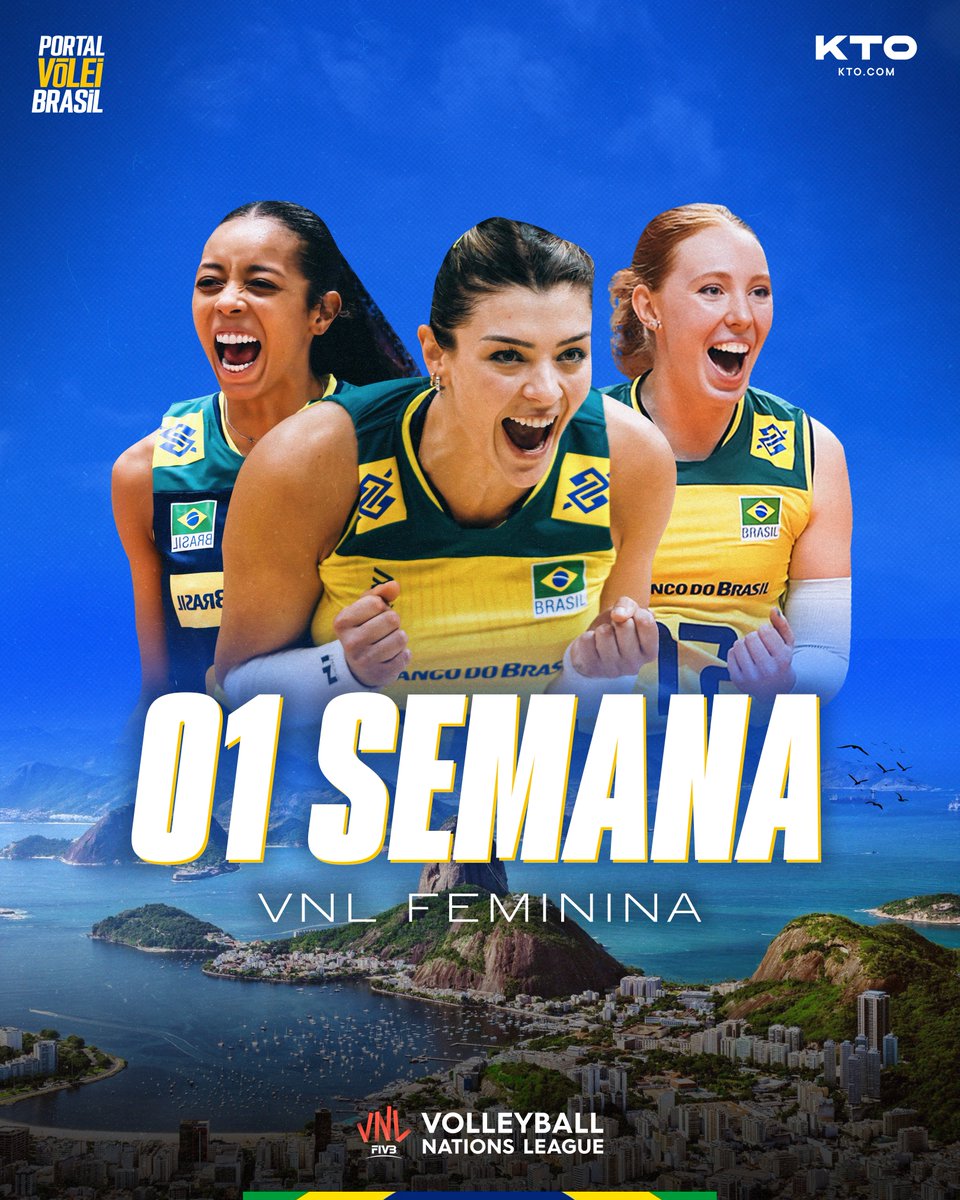 Falta exatamente uma semana para o início da VNL Feminina 2024. O Brasil estreia contra o Canadá dia 14/05 às 21h00 🇧🇷🆚🇨🇦