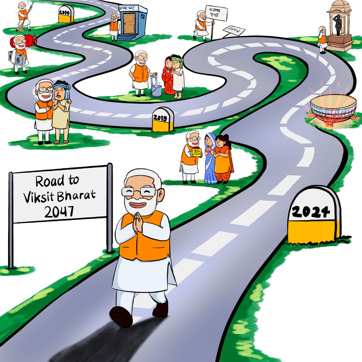BJP4India's tweet photo. कदम बढ़ते चलेंगे, विकसित भारत की ओर... 🇮🇳

#PhirEkBaarModiSarkar 
#ViksitBharat
